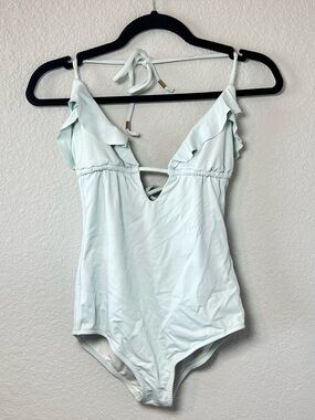 Eberjey baby blue one piece swimsuit ruffle strappy size M